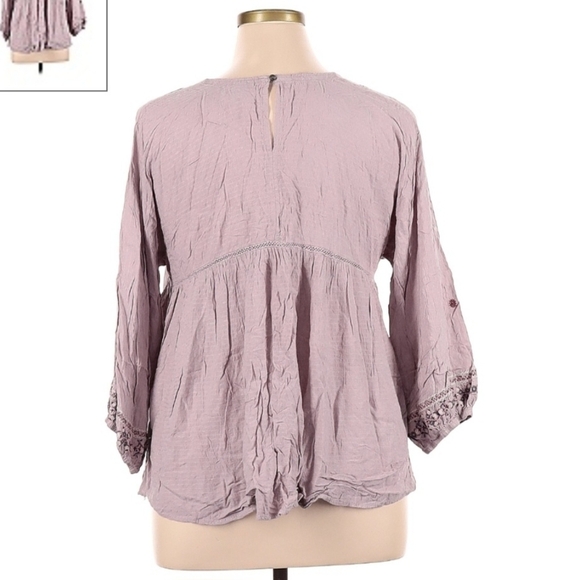 Knox Rose Peasant Top Lilac Purple Women's XL Boho Bohemian Embroidered Details - Picture 2 of 11